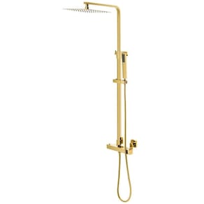 Ducha Coluna de Inox Quadrada 25 Cm Dourada