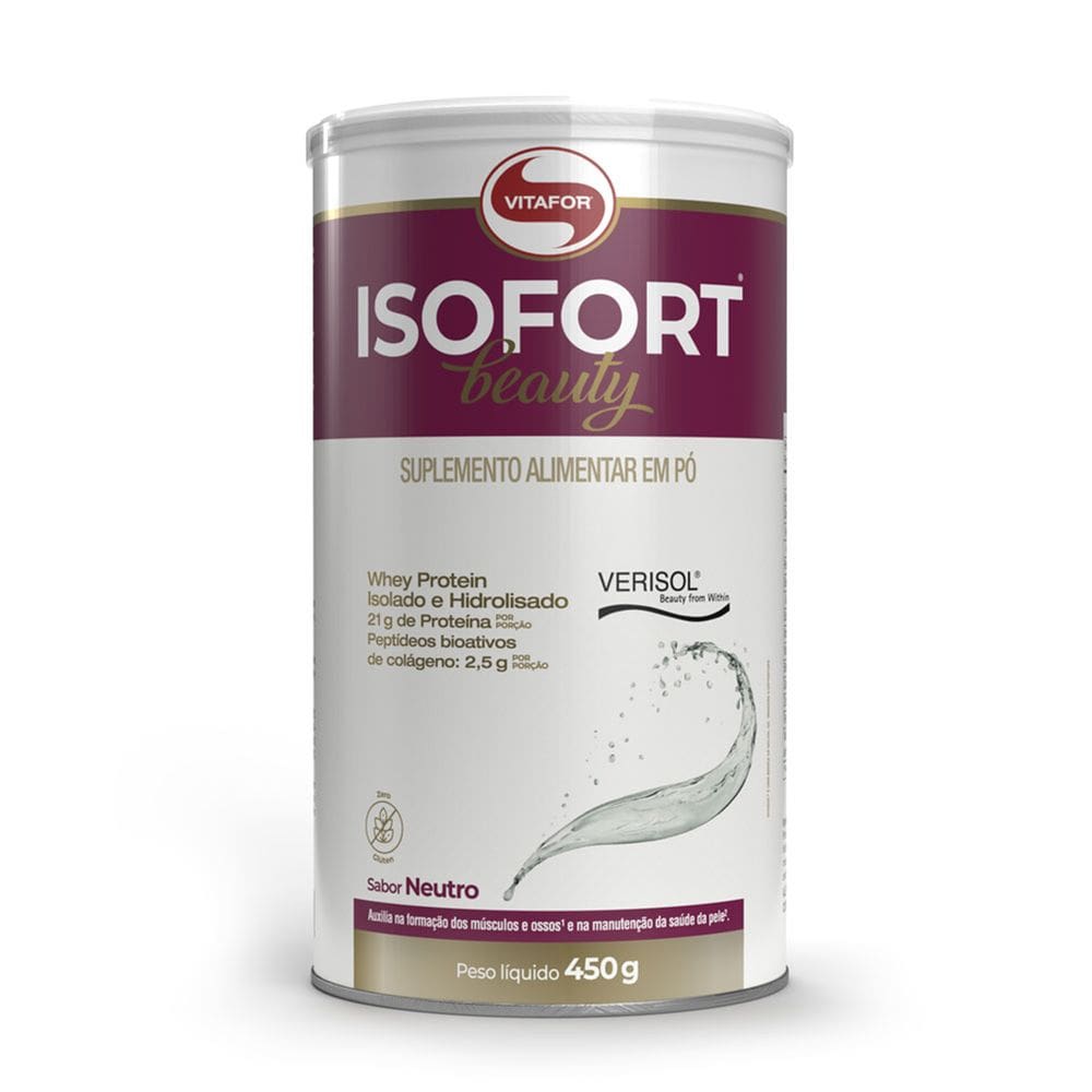 Whey Protein Isolado e hidrolisado Isofort Beauty (450g) Vitafor
