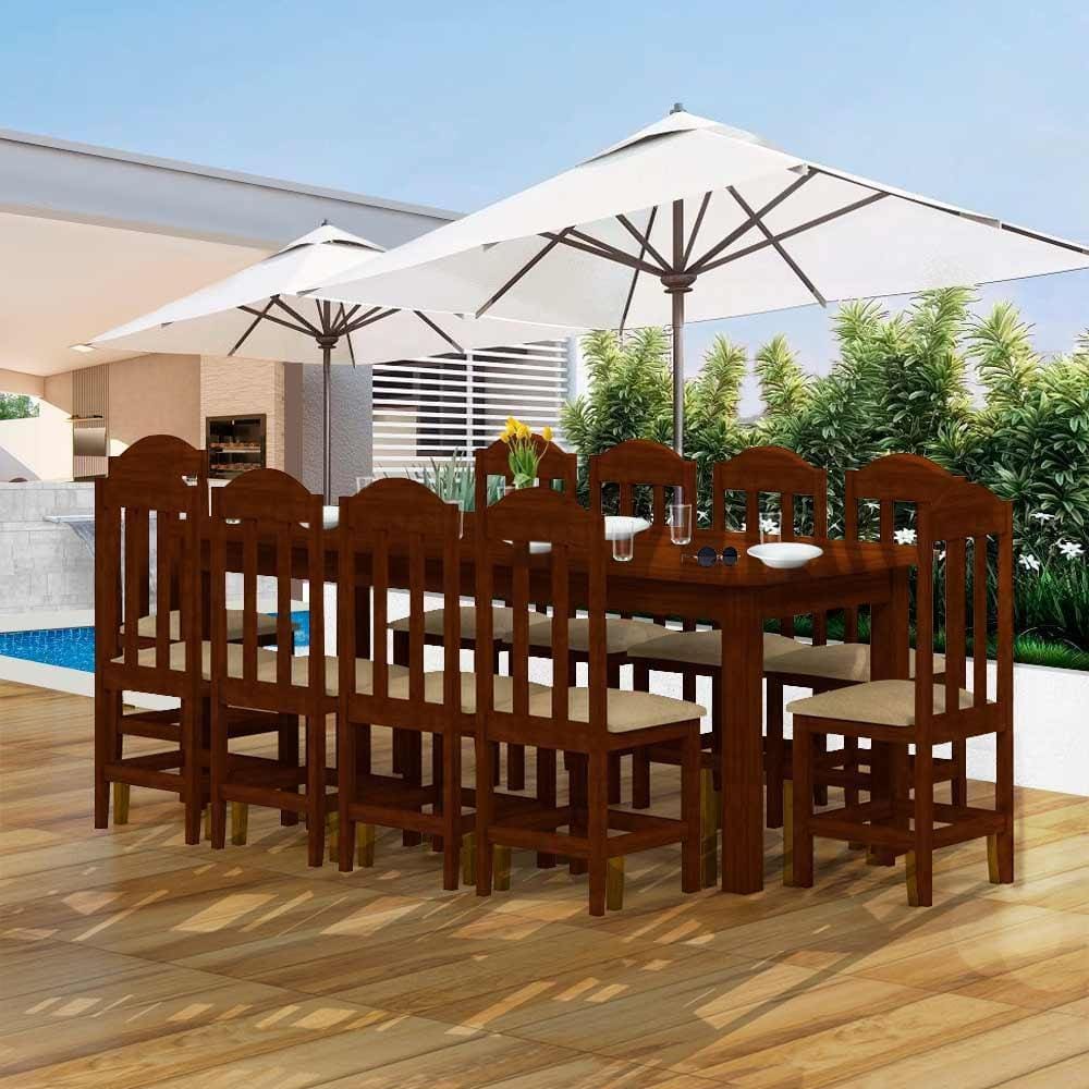 Mesa de Jantar de Madeira Maciça Safira para 10 Pessoas