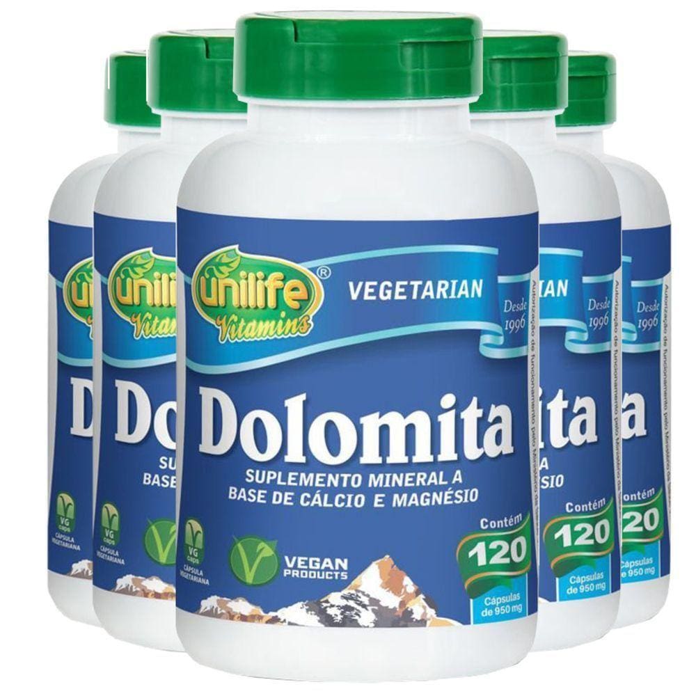 Kit 5 Dolomita Unilife 120 Cápsulas