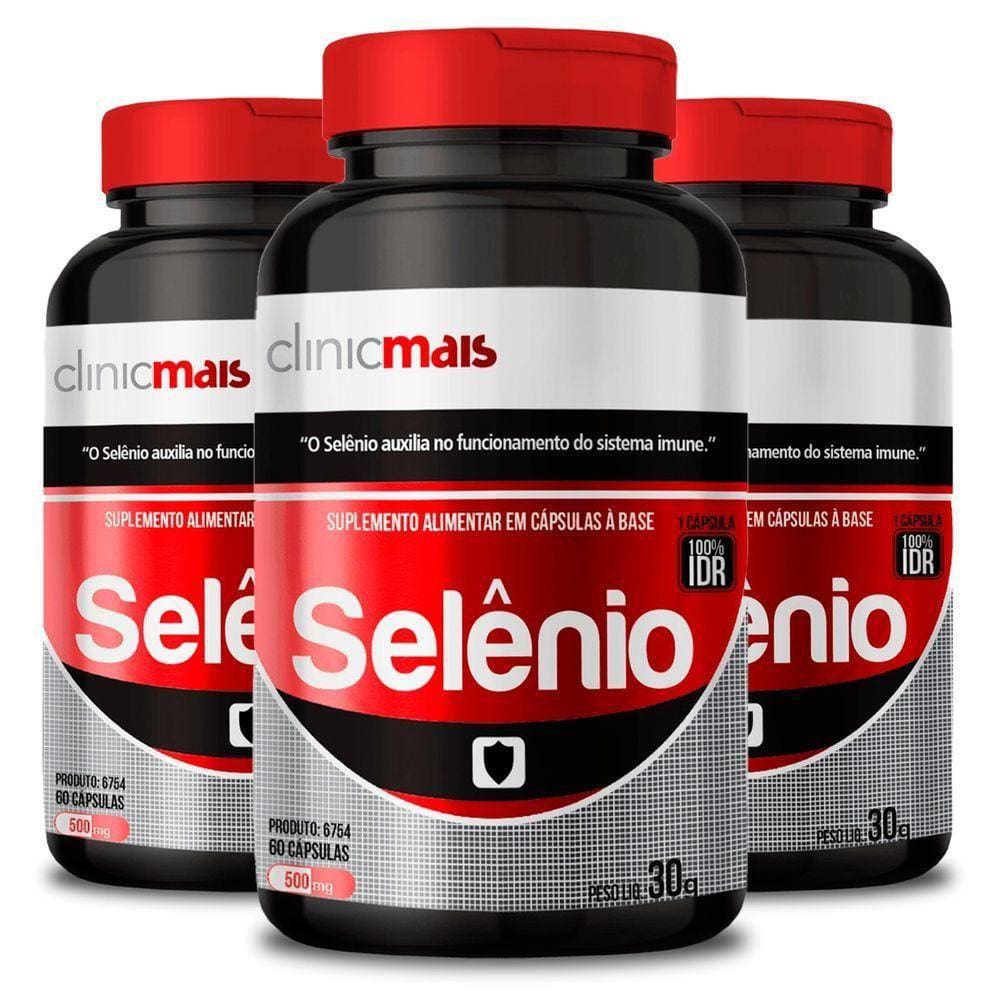 Kit 3 Selênio Clinic Mais 60 Cápsulas 500 Mg