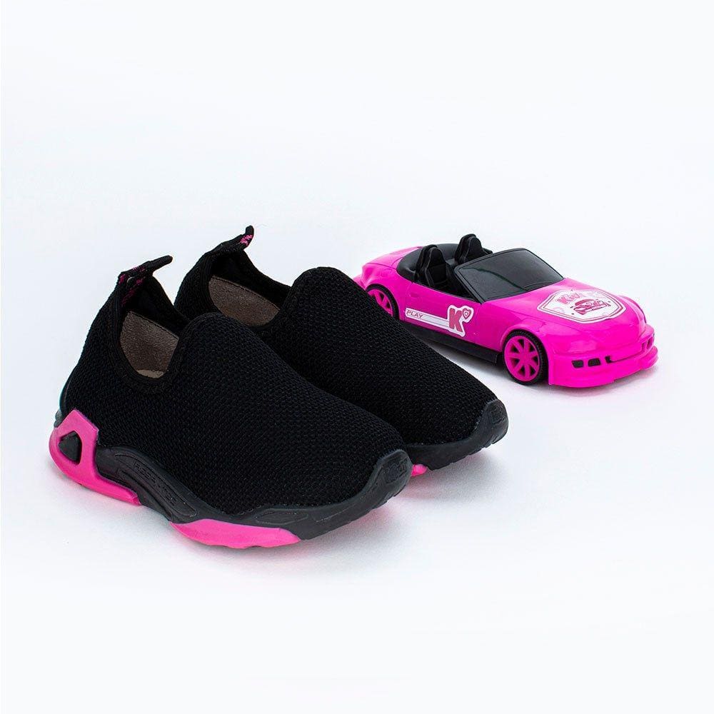 Tênis Infantil Kidy Play Calce Fácil Preto com Brinquedo