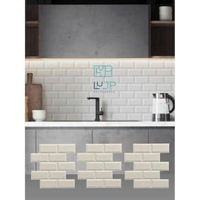 10 Placas 3D De Pvc Azulejos Tijolinho Retro Cozinha 50X50Cm
