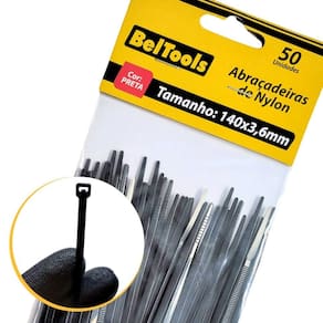 50 Abraçadeira Enforca Gato Nylon 140x3,6mm Preta Beltools