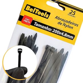 Combo 25 Abraçadeira Nylon 200x4,8mm Preta Beltools