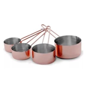 Xicara Medidor Culinário 04 Tamanho Inox Bronze Rose Mimo