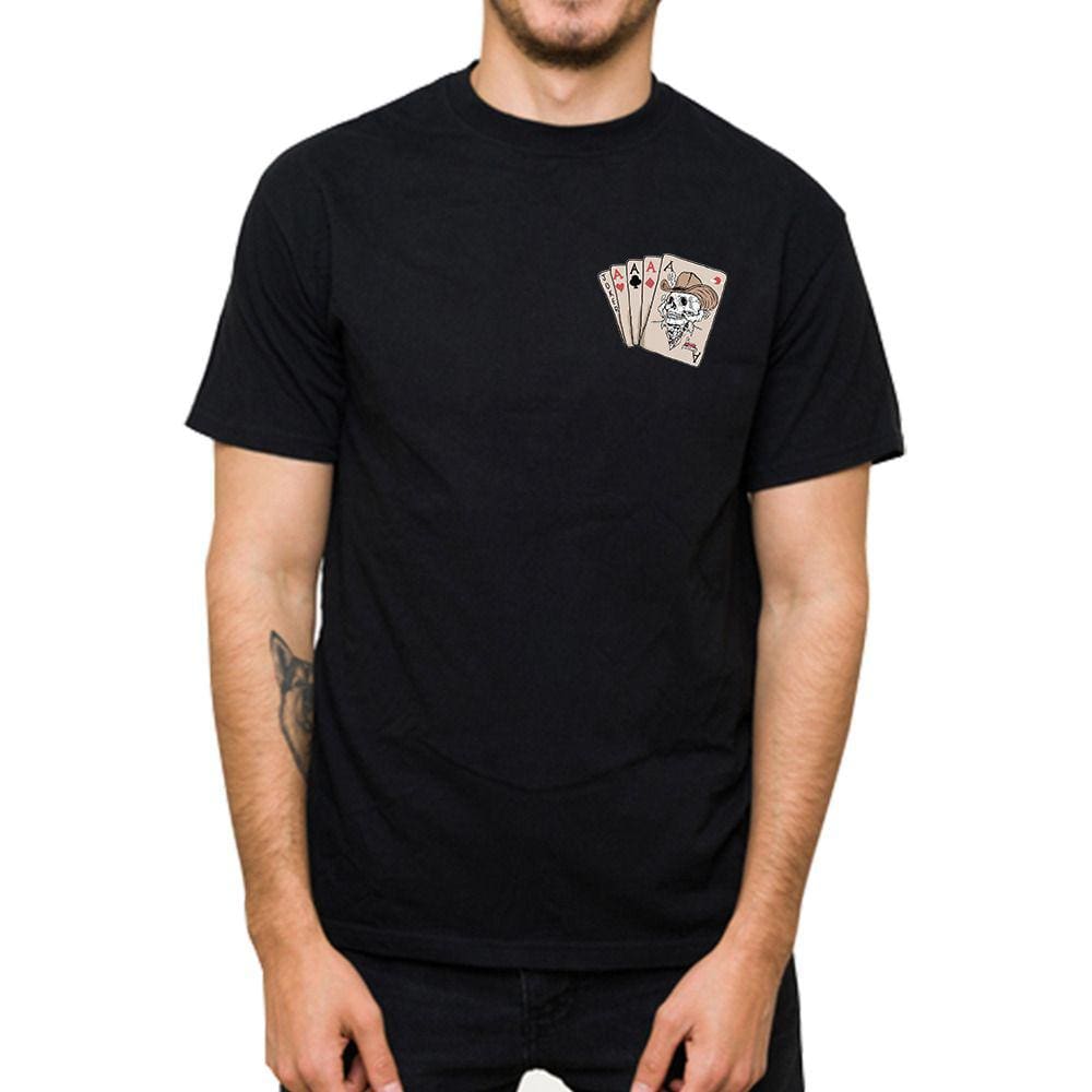 Camisa Camiseta Masculina Algodao Basica Estampa Cartas Baralho Gola Redonda