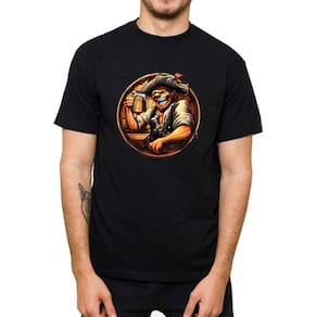 Camiseta Masculina Algodao Desenho Estampa Pirata Cervejeiro Dia a Dia Macia