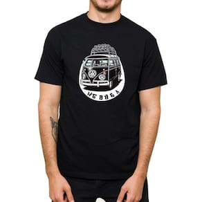 Camiseta T-shirt Manga Curta Masculina Algodao Estampada Desenho Kombi Som