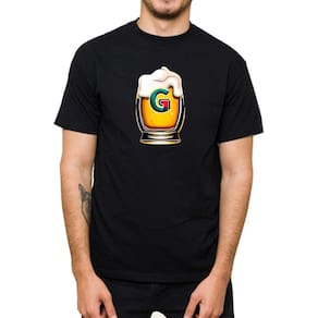 Camiseta Masculina Algodao Premium Manga Curta Estampada Copo Cerveja Gola Redonda