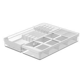 Organizador de Facas e Talheres Clear 37,5cm x 30cm x 5,6cm - Branco - Ou