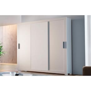 Guarda Roupa Casal 3 Portas de Correr e 4 Gavetas c/ Pés Veneza Branco - Rufato