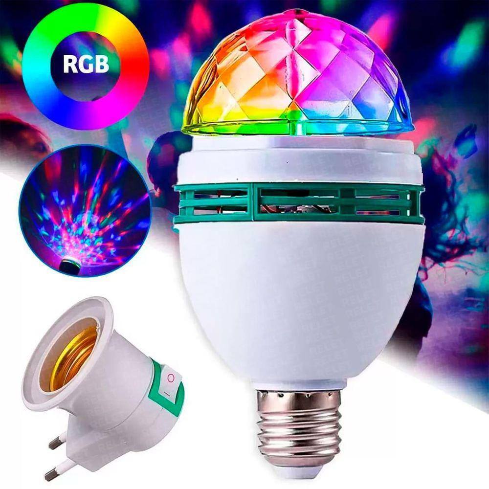 Lâmpada Led Globo Colorida Giratória Para Festa Discoteca Dj