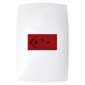 Cj Tomada 20A Vermelho Horizontal 4X2 - Blux Home Branco