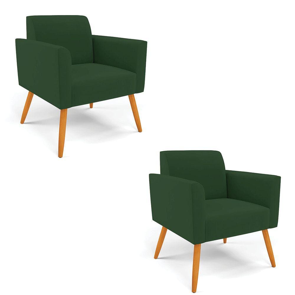 Kit 2 Poltronas Pés Palito Castanho Marisa Veludo D03 - D`Rossi