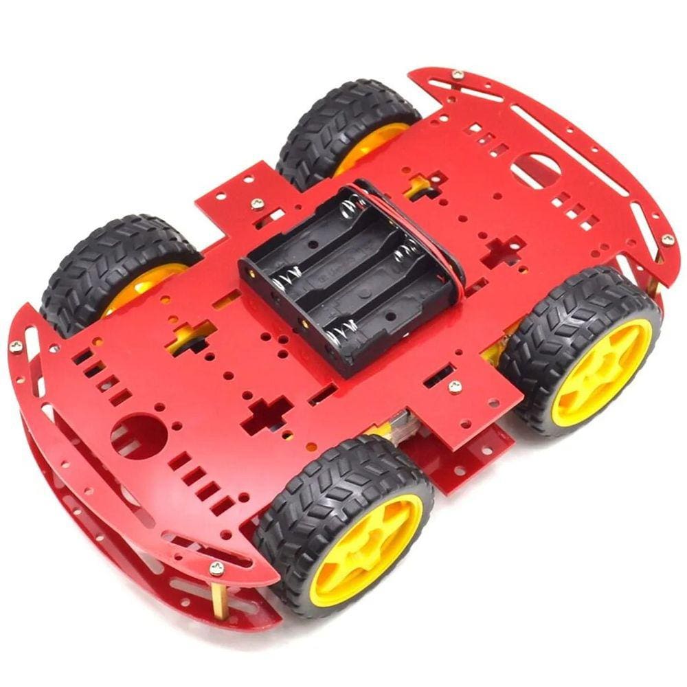 Kit Chassi Com 4 Rodas 4Wd - Vermelho