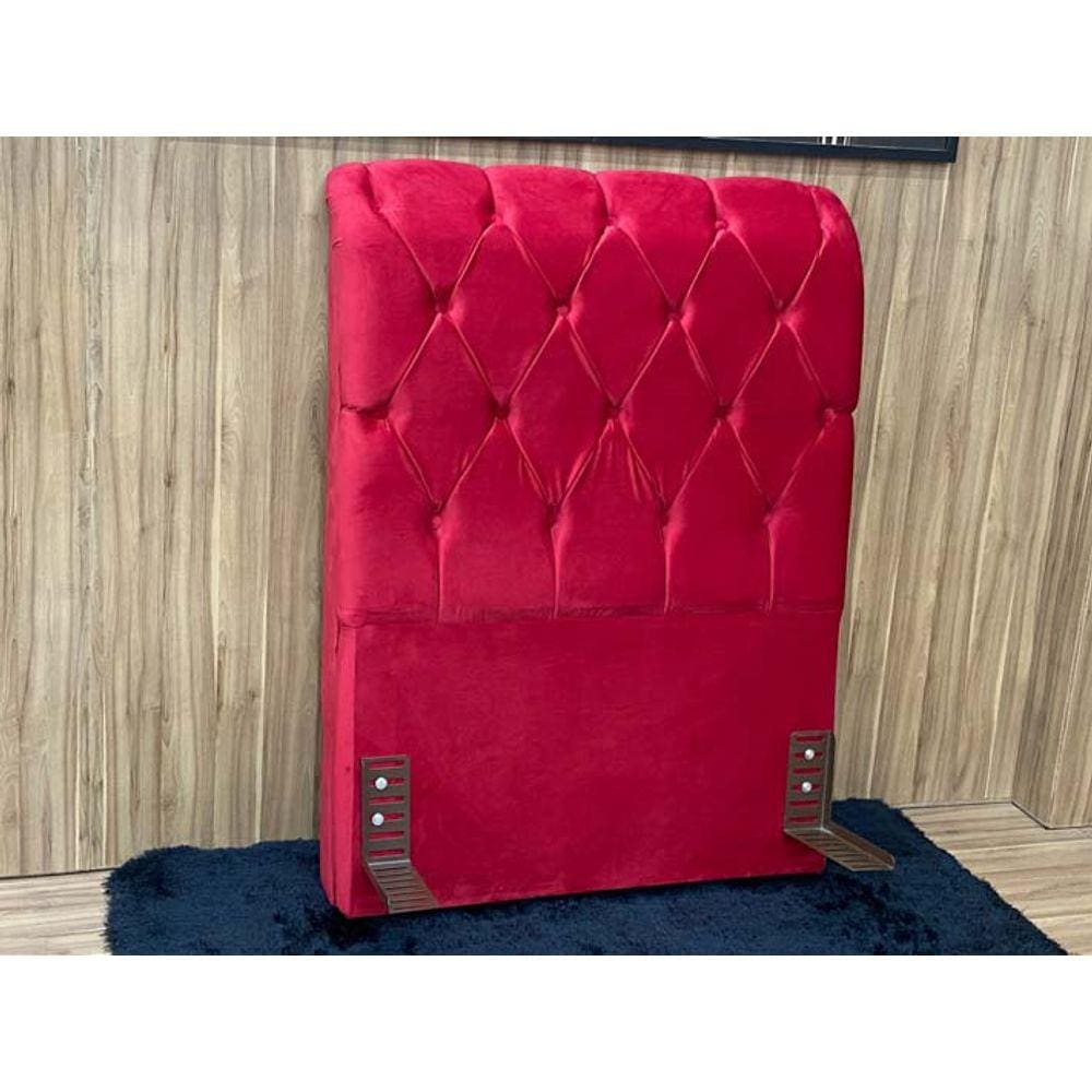 Cabeceira Solteiro 88 Lavínia Veludão Vermelho 503 Fernandes
