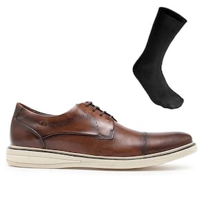 Sapato Social De Couro Democrata Masculino Metropolitan Bay 273101 + Meia Social Color Sports