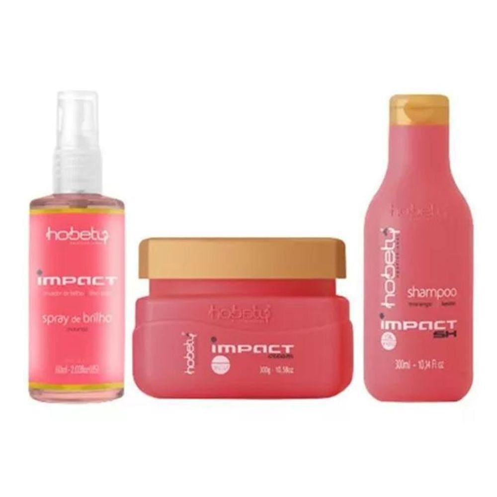 Hobety Kit Impact Morango Shampoo Mascara E Spray De Brilho