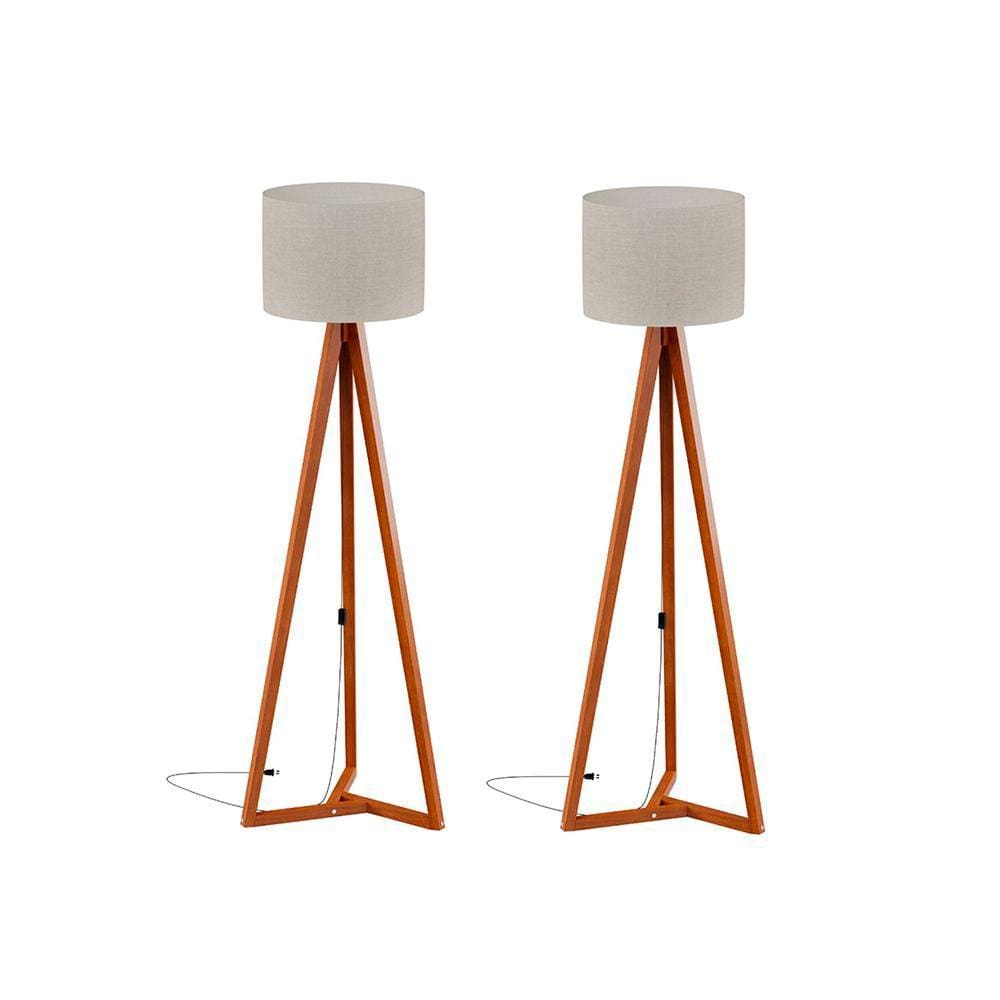 Abajur de Chão com Cúpula Nero Off White Nature 2 Unidades