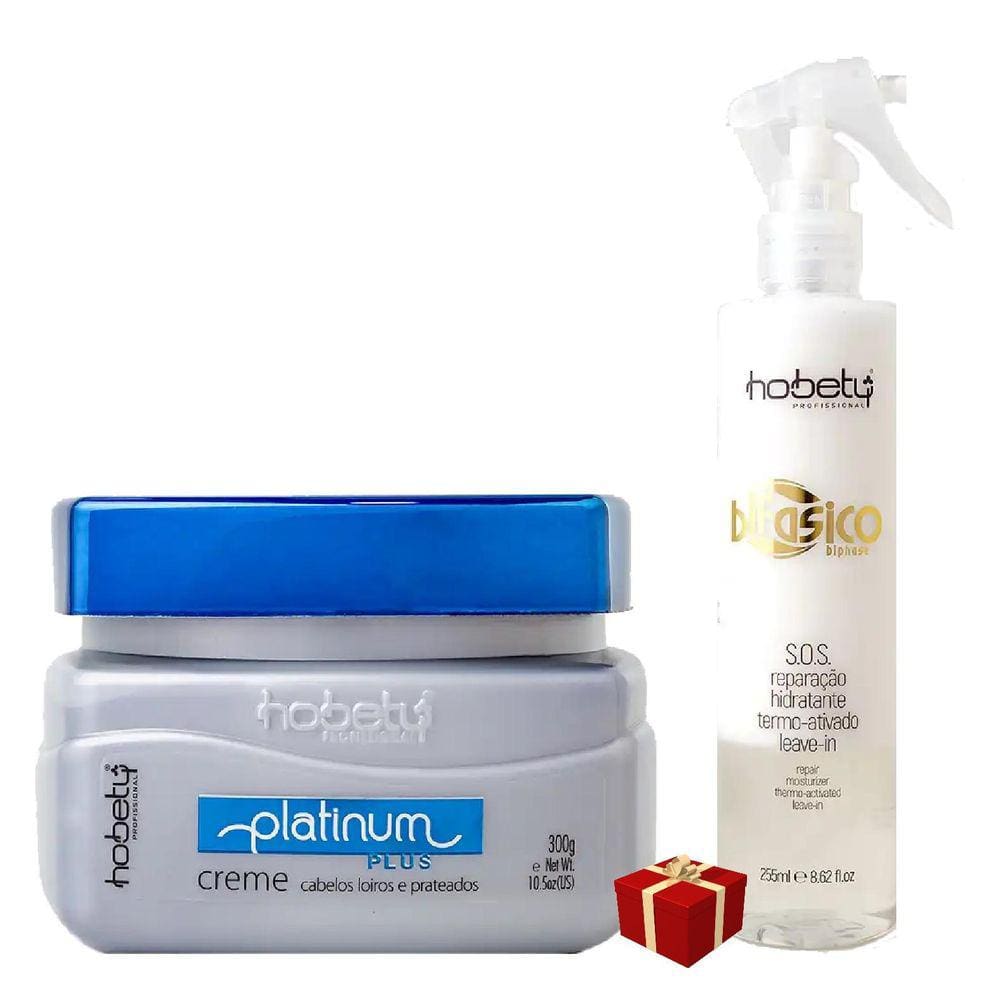 Hobety Máscara Platinum Plus 300G + Bifásico Leave-In 255Ml