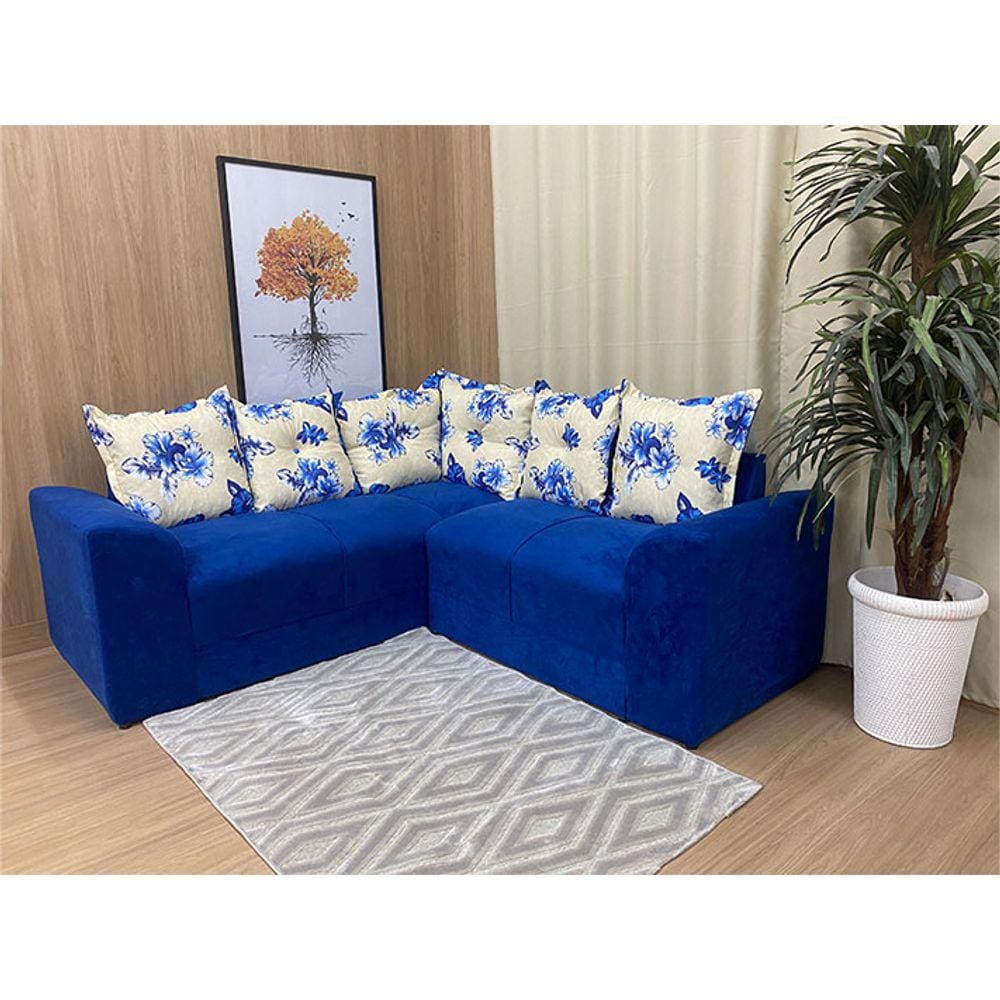 Sofá Canto Azul Floral 910/72 Belo