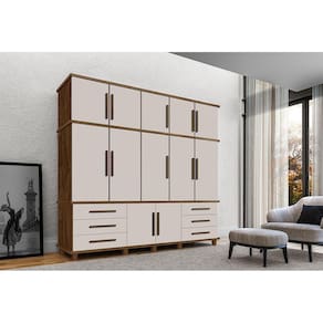Guarda Roupa Casal Vintage Com Sapateira Londres Malbec Off White