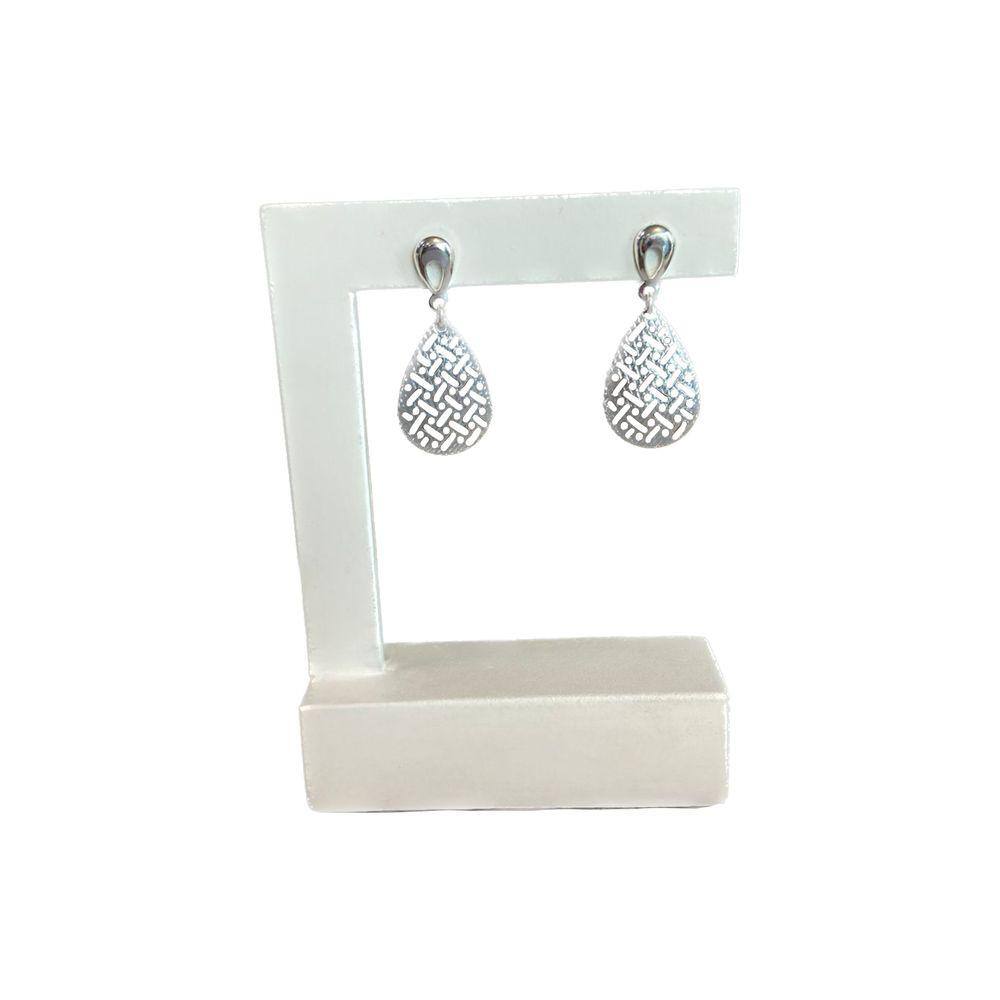 Brinco Gota Trabalhada Banhado a Prata