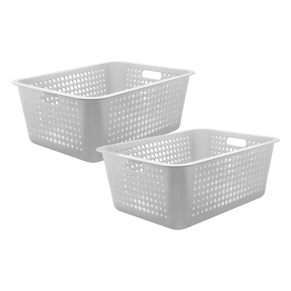 Kit 2 Cesta Organizadora Maxi 40L Branco - Ou
