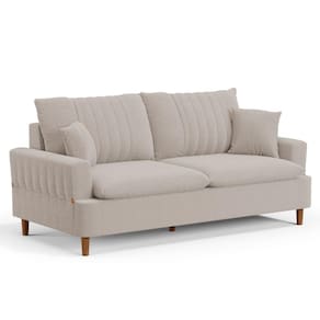 Sofá Living 3 Lugares 180cm com Almofadas Veras D05 Bouclê Bege - Mpozenato