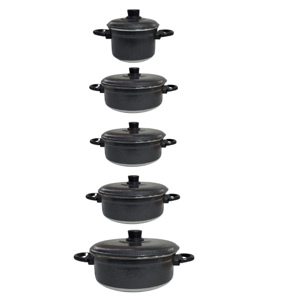 Jogo De Panelas Craqueado 5 Pcs Tampa De Aluminio
