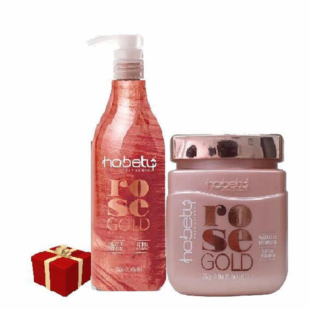 Kit Rose Gold Hobety Shampoo E Máscara De Tratamento 750Ml
