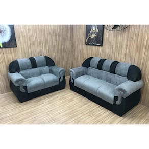 Sofá 2 e 3 Lugares Cinza com Preto 605/601 Corsa
