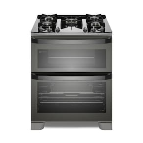 Fogão 5 bocas Electrolux Cinza Expert com Duplo Forno, Função Air fryer e Mesa de Vidro (FE5AD)