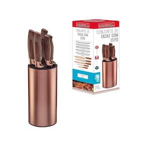 Conjunto de Facas Haüskraft Golden Chef Cepo 6 Peças Inox