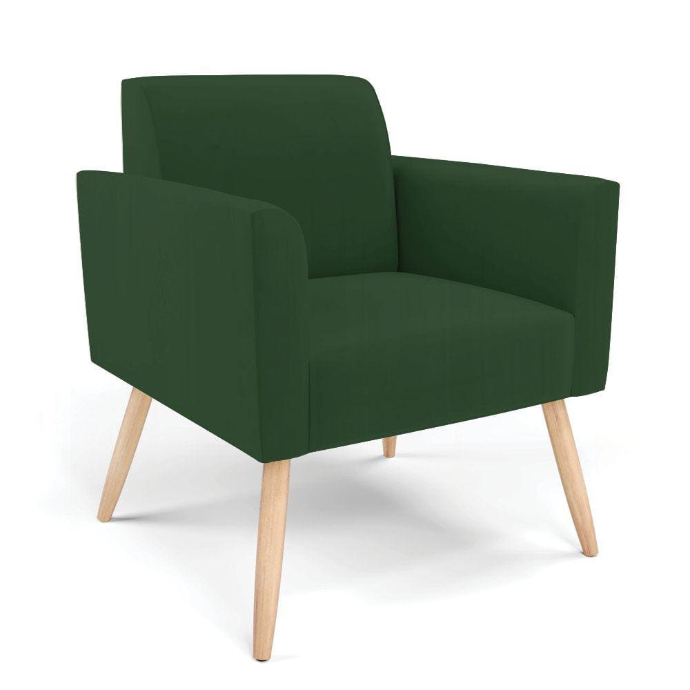 Poltrona Pés Palito Natural Marisa Veludo Verde D03 - D`Rossi