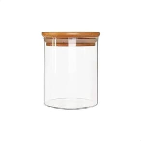 Kit 6 Pcs Pote De Vidro Com Tampa De Bambu Hermético 200Ml