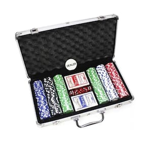 Maleta Poker 300 Fichas Kit Completo 2 Baralhos 5 Dados