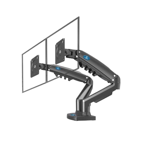 Suporte Monitor Duplo Braço Articulado Ajustavel Giratorio 2 Telas 17 a 27 Polegadas Mesa e Bancada
