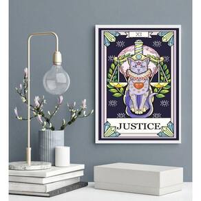 Quadro Carta Tarot Gato Justiça 33X24Cm - Com Vidro