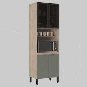 Paneleiro | 2 Portas Vidro Fumê Firenze Avena Touch/Menta