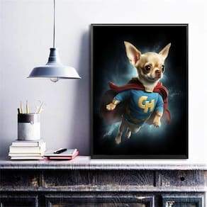 Quadro Decorativo Super Chihuahua 45X34Cm - Com Vidro