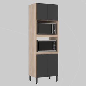 Paneleiro Firenze Duplo Forno - 4 Portas Avena Touch/Grafito