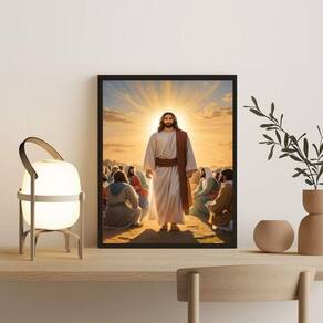 Quadro Decorativo Jesus Iluminado 45X34Cm - Com Vidro