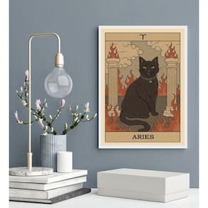 Quadro Carta Tarot Gato Signo Áries 45X34Cm
