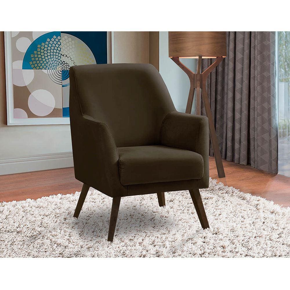 Poltrona Decorativa Sala de Jantar Magali Lisa Veludo Marrom LANSOFBR