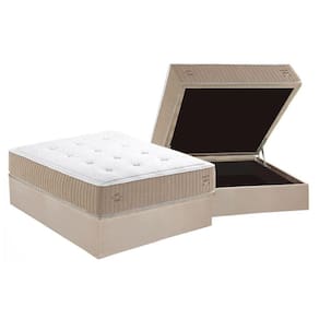 Conjunto Box Baú Casal: Colchão Molas Herval Maxspring Crown Comfort C1631 + Base CRC Suede Clean(138x188x32)