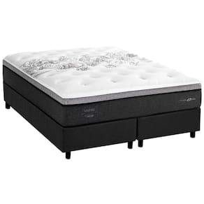 Conjunto Box Baú King: Colchão Molas Herval MasterPocket Ensacadas Partenon C1629 ViscoGel Pillow Top + Base CRC Suede Gray(193x203x33)