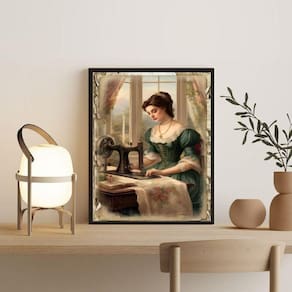 Quadro Decorativo Vintage Costureira 24X18Cm
