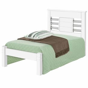 Cama Solteiro J&A Móveis Raissa 100% MDF para colchão de 88 cm de largura Branco Branco Lilás